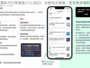 黑料不打烊直接入口 2023：全新社交体验，发现更多精彩