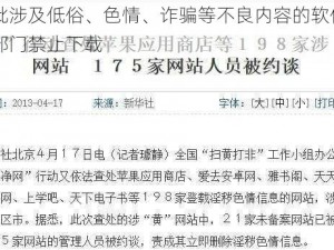 这是一批涉及低俗、色情、诈骗等不良内容的软件，被国家相关部门禁止下载