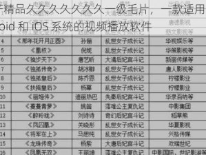 国产精品久久久久久久久一级毛片，一款适用于 Android 和 iOS 系统的视频播放软件