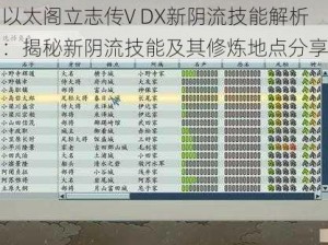 以太阁立志传V DX新阴流技能解析：揭秘新阴流技能及其修炼地点分享