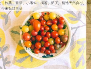 樱桃、秋葵、香草、小蝌蚪、榴莲、茄子，精选天然食材，科学搭配，带来极致享受