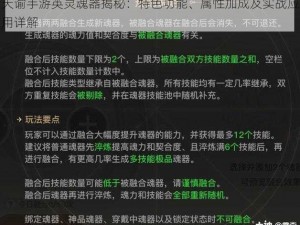 天谕手游英灵魂器揭秘：特色功能、属性加成及实战应用详解