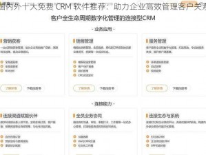 国内外十大免费 CRM 软件推荐：助力企业高效管理客户关系