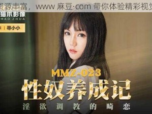 视频资源丰富，www 麻豆·com 带你体验精彩视觉盛宴