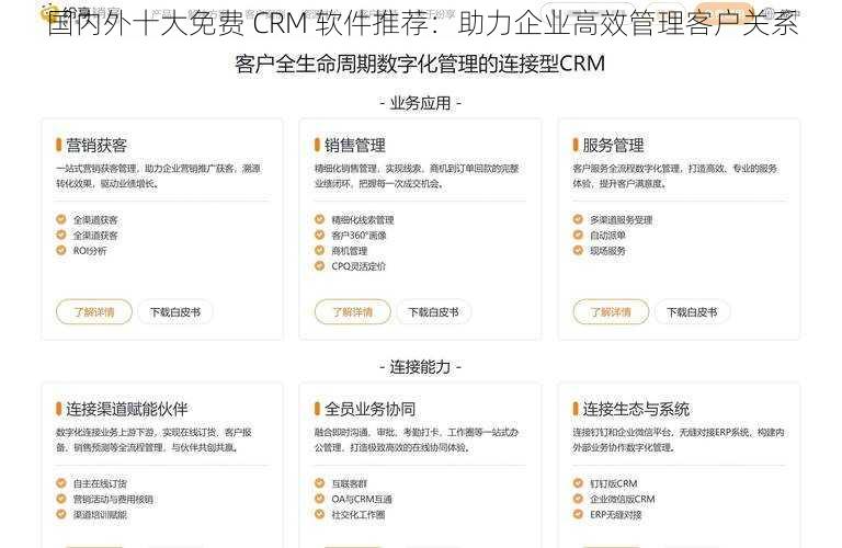 国内外十大免费 CRM 软件推荐：助力企业高效管理客户关系