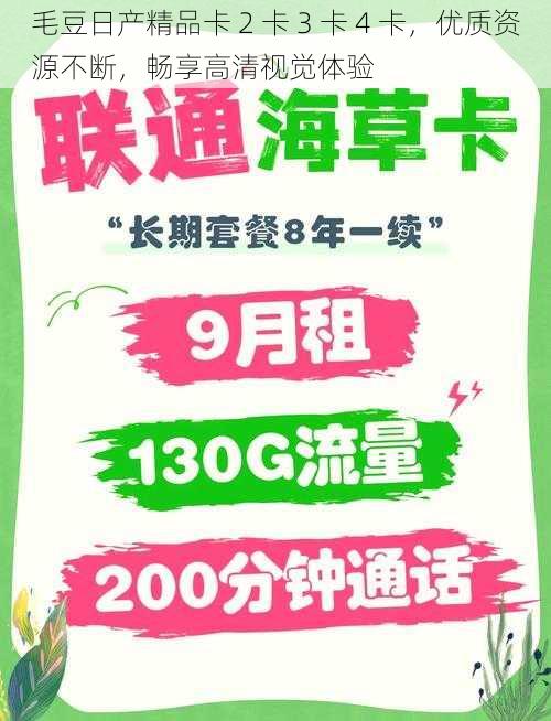 毛豆日产精品卡 2 卡 3 卡 4 卡，优质资源不断，畅享高清视觉体验