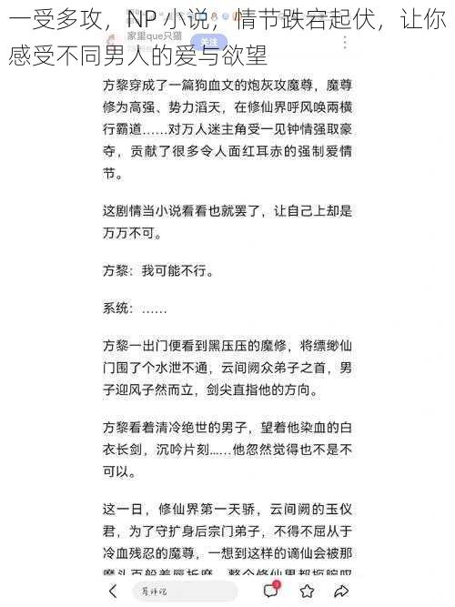 一受多攻，NP 小说，情节跌宕起伏，让你感受不同男人的爱与欲望