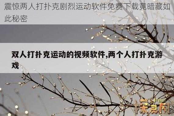 震惊两人打扑克剧烈运动软件免费下载竟暗藏如此秘密