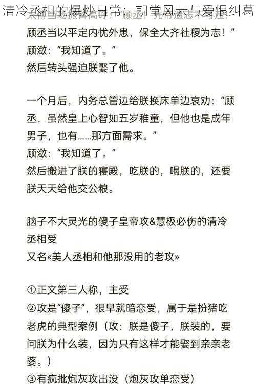 清冷丞相的爆炒日常：朝堂风云与爱恨纠葛