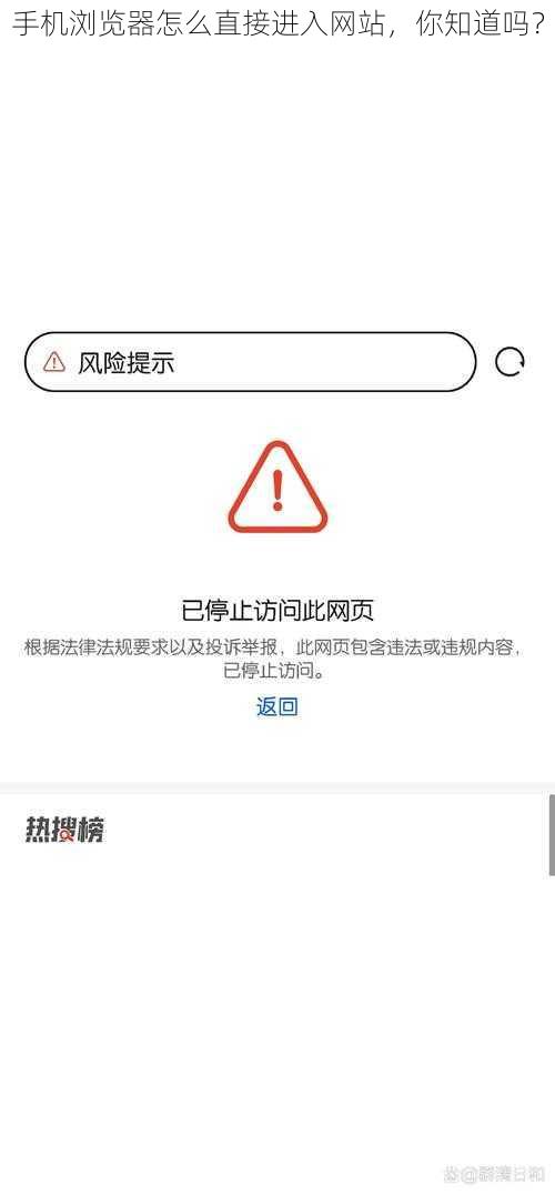 手机浏览器怎么直接进入网站，你知道吗？