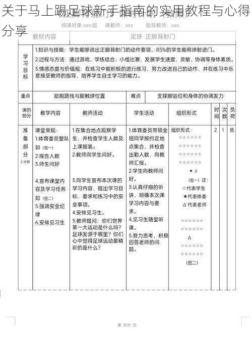 关于马上踢足球新手指南的实用教程与心得分享