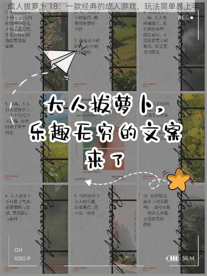 成人拔萝卜 18：一款经典的成人游戏，玩法简单易上手