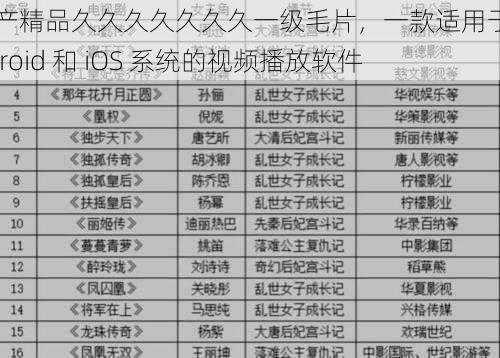 国产精品久久久久久久久一级毛片，一款适用于 Android 和 iOS 系统的视频播放软件