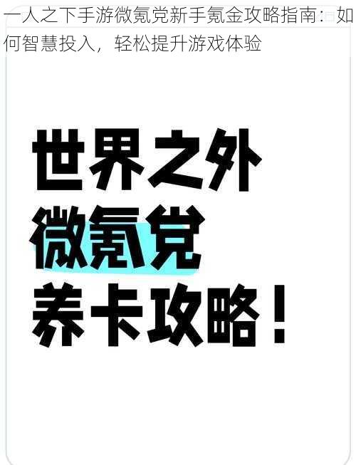 一人之下手游微氪党新手氪金攻略指南：如何智慧投入，轻松提升游戏体验