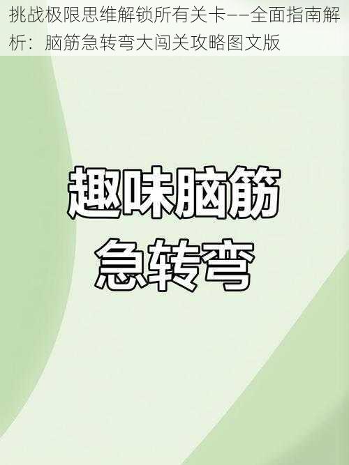 挑战极限思维解锁所有关卡——全面指南解析：脑筋急转弯大闯关攻略图文版