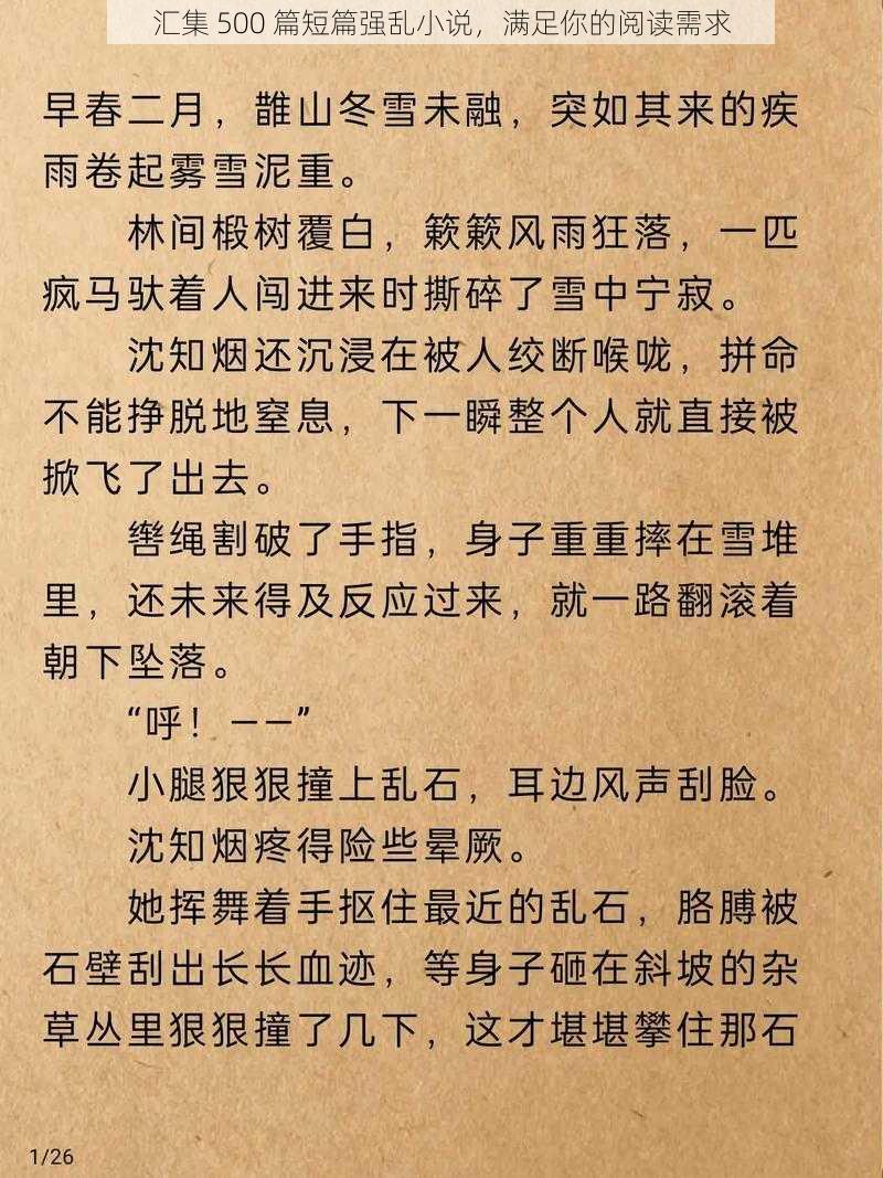 汇集 500 篇短篇强乱小说，满足你的阅读需求