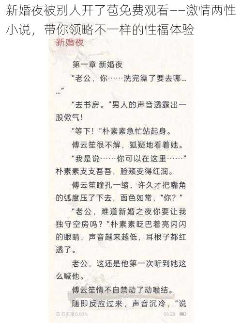 新婚夜被别人开了苞免费观看——激情两性小说，带你领略不一样的性福体验