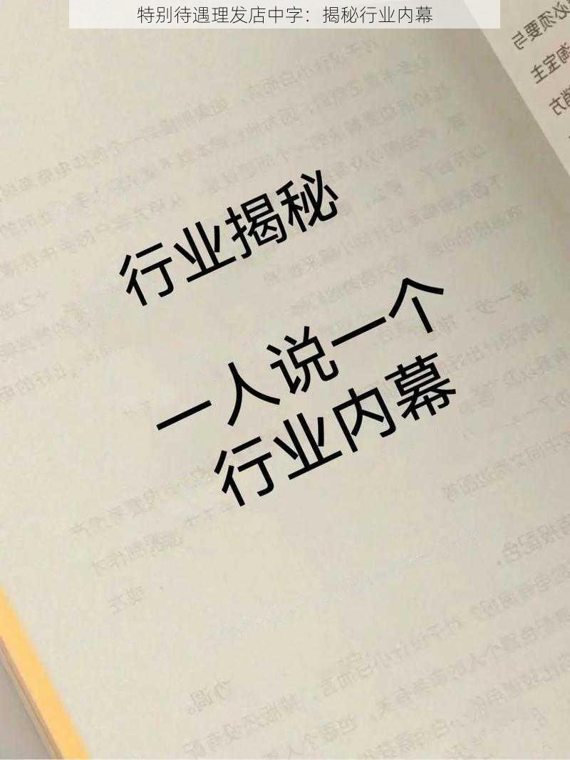 特别待遇理发店中字：揭秘行业内幕