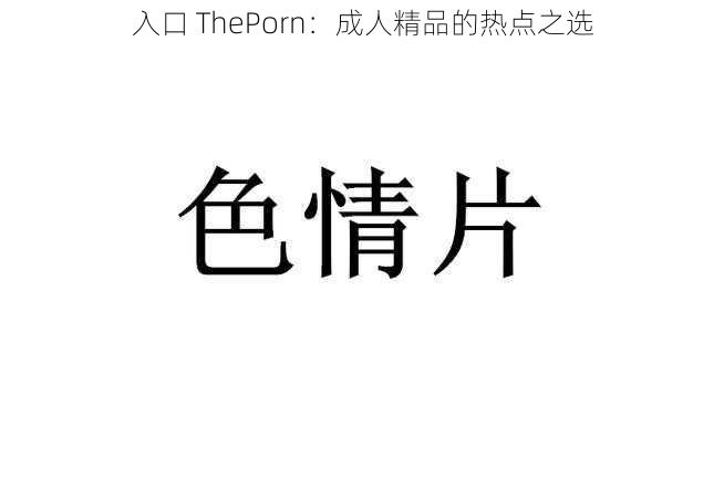 入口 ThePorn：成人精品的热点之选