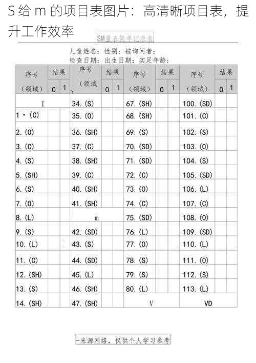 S 给 m 的项目表图片：高清晰项目表，提升工作效率