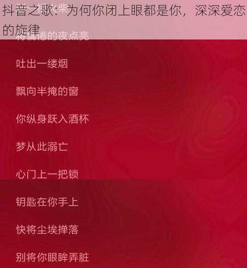 抖音之歌：为何你闭上眼都是你，深深爱恋的旋律