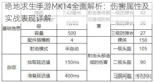 绝地求生手游MK14全面解析：伤害属性及实战表现详解