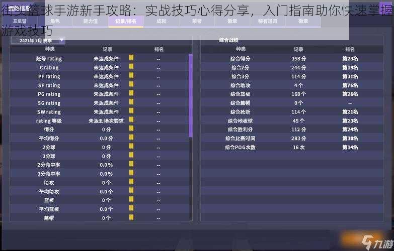 街头篮球手游新手攻略：实战技巧心得分享，入门指南助你快速掌握游戏技巧