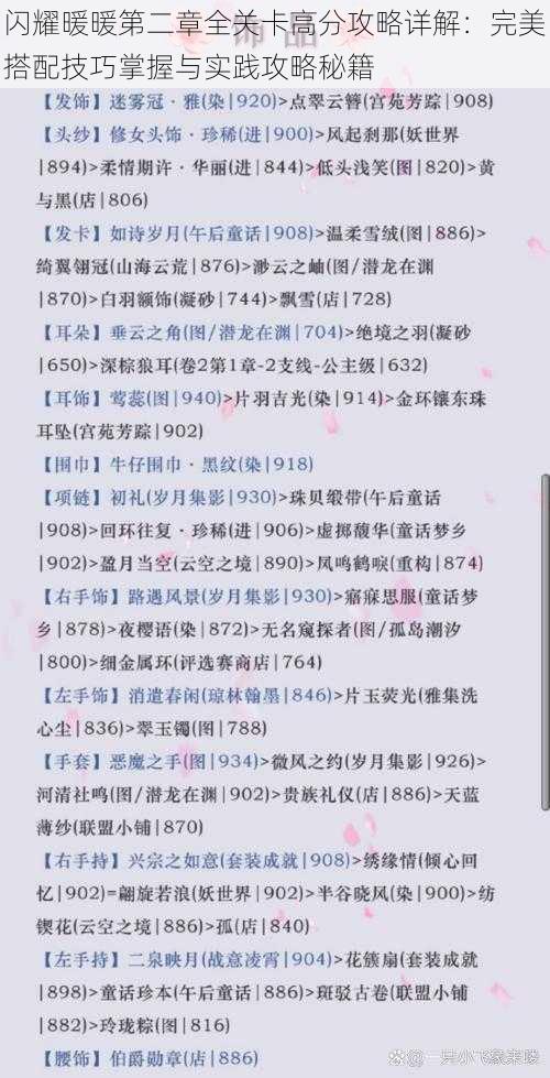 闪耀暖暖第二章全关卡高分攻略详解：完美搭配技巧掌握与实践攻略秘籍