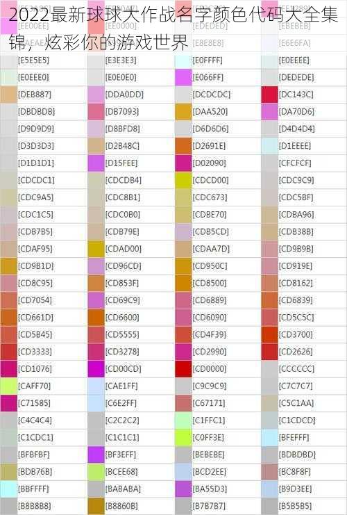 2022最新球球大作战名字颜色代码大全集锦，炫彩你的游戏世界