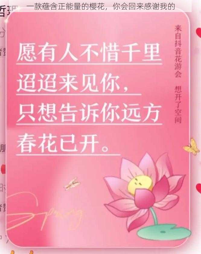 一款蕴含正能量的樱花，你会回来感谢我的