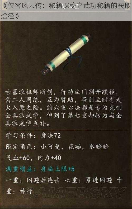 《侠客风云传：秘籍探秘之武功秘籍的获取途径》