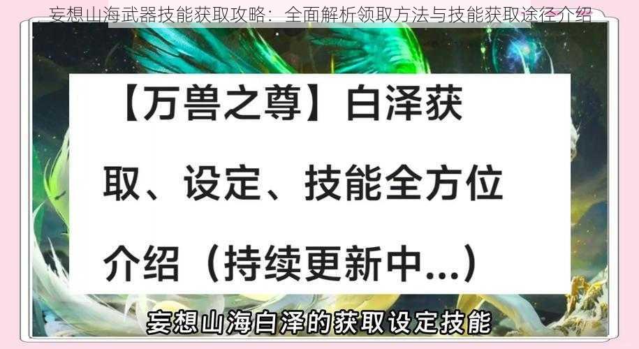 妄想山海武器技能获取攻略：全面解析领取方法与技能获取途径介绍