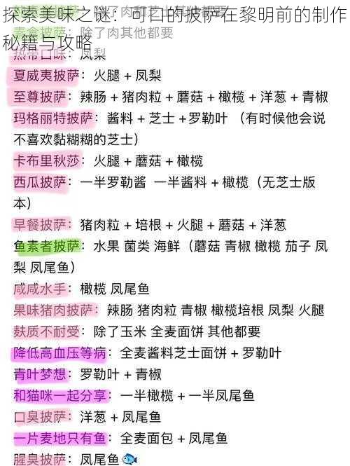 探索美味之谜：可口的披萨在黎明前的制作秘籍与攻略