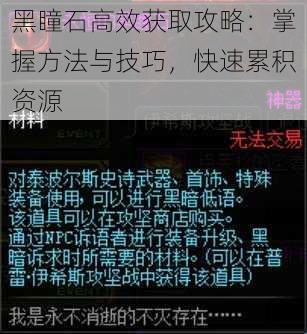 黑瞳石高效获取攻略：掌握方法与技巧，快速累积资源