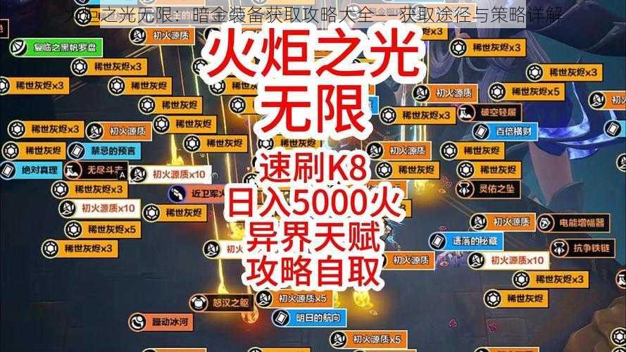 火炬之光无限：暗金装备获取攻略大全——获取途径与策略详解