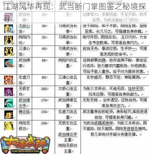 江湖风华再现：武当断门掌图鉴之秘境探寻