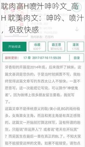 耽肉高H喷汁呻吟文_高 H 耽美肉文：呻吟、喷汁，极致快感