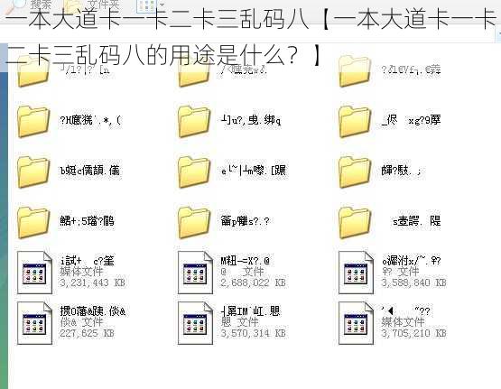 一本大道卡一卡二卡三乱码八【一本大道卡一卡二卡三乱码八的用途是什么？】