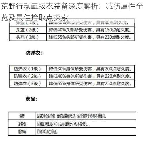 荒野行动三级衣装备深度解析：减伤属性全览及最佳拾取点探索