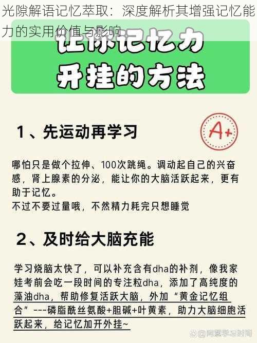 光隙解语记忆萃取：深度解析其增强记忆能力的实用价值与影响